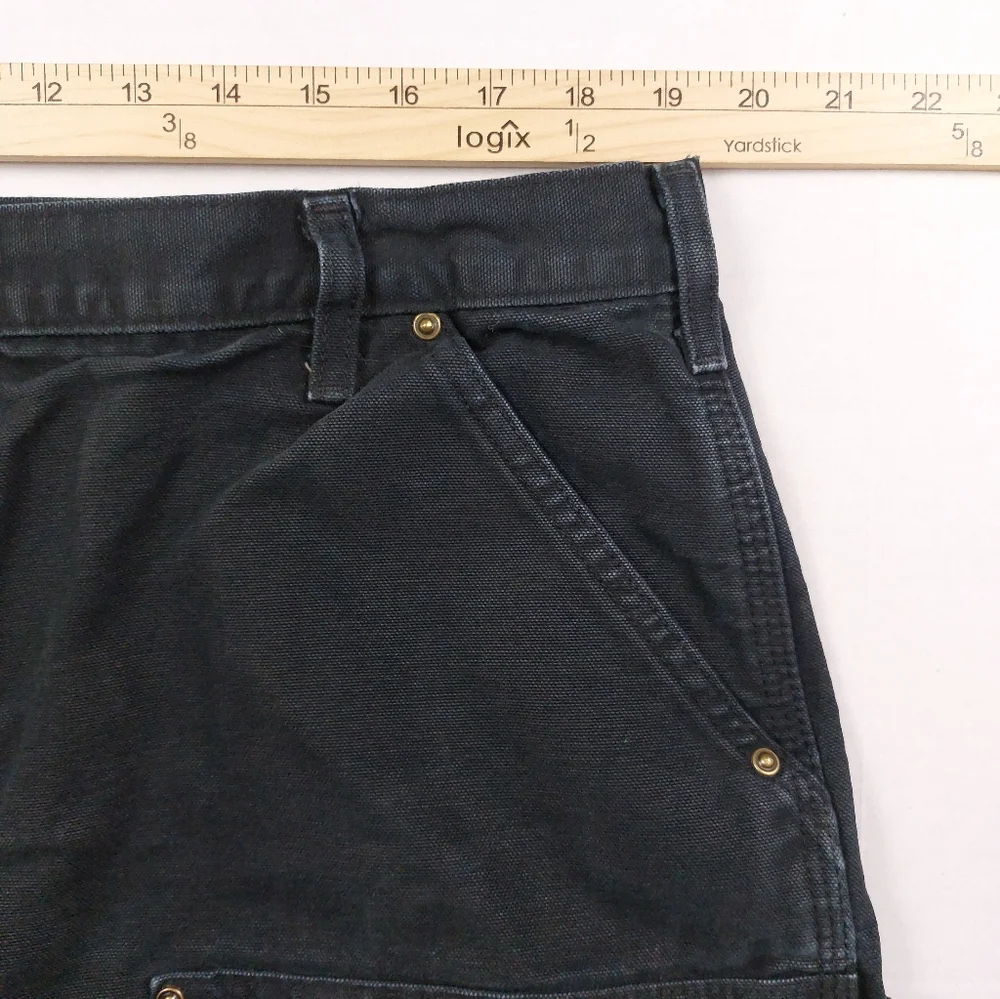 Carhartt Duck Double Knee Dungaree Mens 40x30 Black Loose Fit Pants B136 BLK